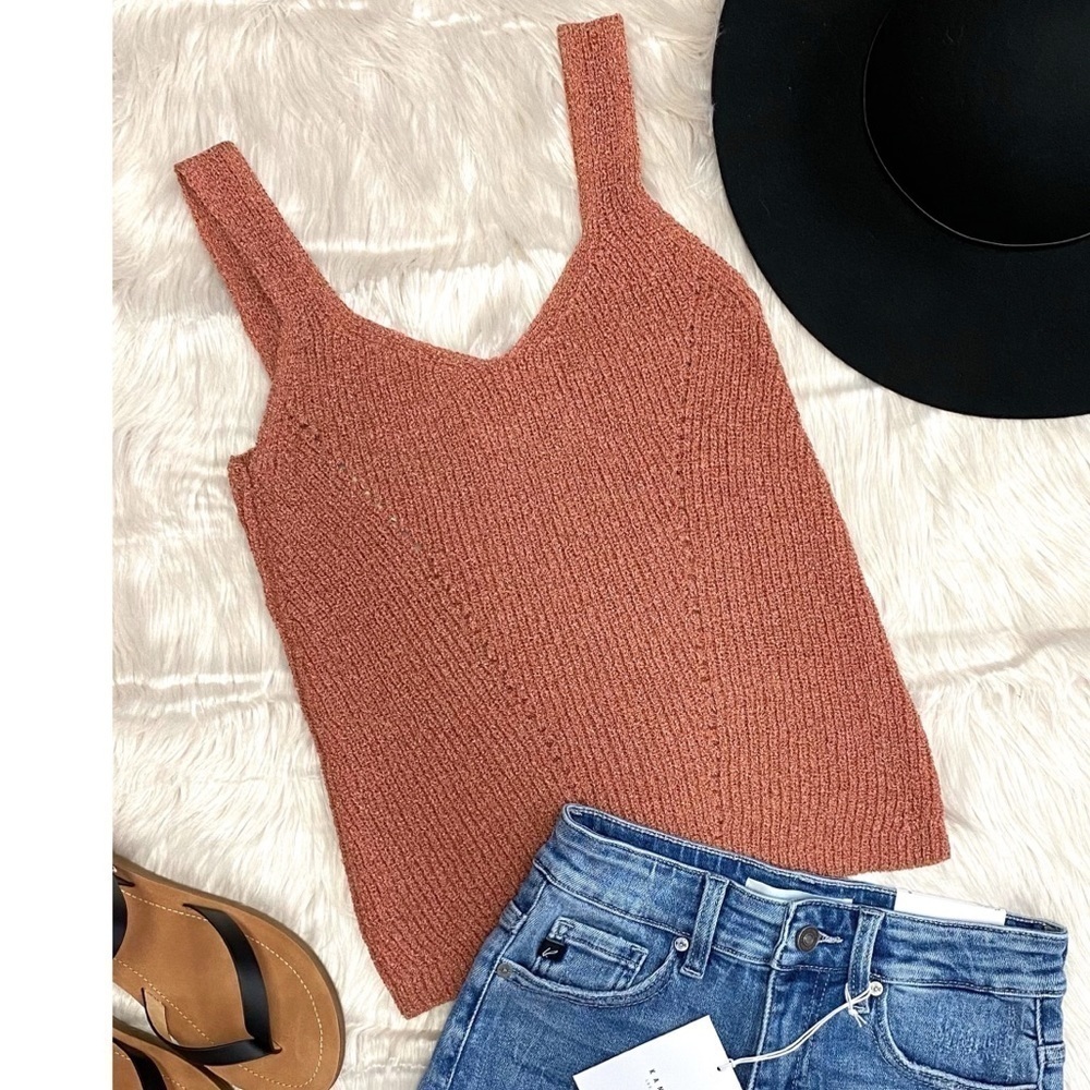Sienna top eyelet sleeveless knit top
